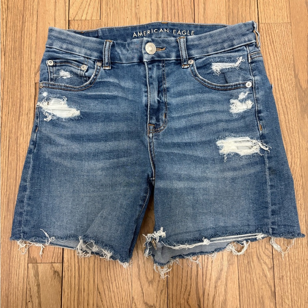 American Eagle Outfitters Women's Ripped Blue Jean Shorts